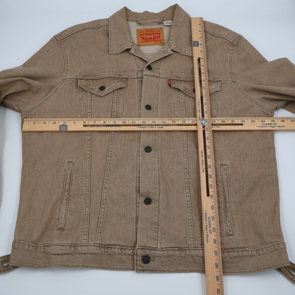 Levis Trucker Jacket Mens XXL Tan Khaki Denim Button Front Coat 72334-0482 - Picture 6 of 12